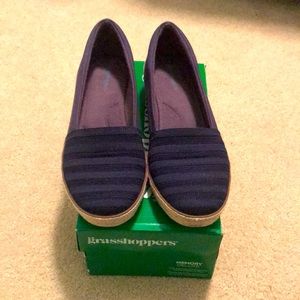 Blaise Wedge Stripe Navy Grasshopper Slip On Shoes